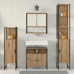 Berkfield Modern 4 Piece Bathroom Furniture Set In Artisan Oak. - thumbnail 4