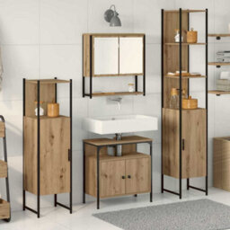 Berkfield Modern 4 Piece Bathroom Furniture Set In Artisan Oak. - thumbnail 2