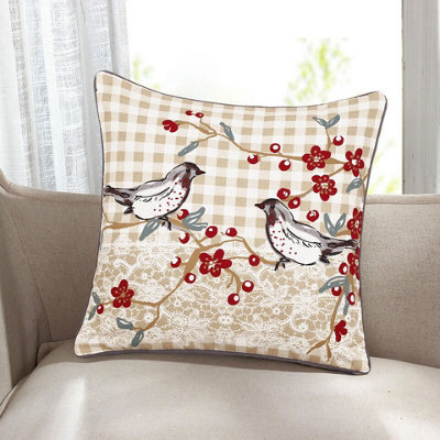 ARLinens Christmas Cushion Cover 100%cotton Festival Theme Reversible Design Cushion Cases Pack Of 2