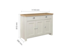 Birlea Highgate 3 Door 2 Drawer Sideboard Cream & Oak - thumbnail 5