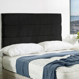 "Urban Textures - Siera Plush Velvet Upholstered Horizontal Lined Divan Bed Headboard 26"" - Black"