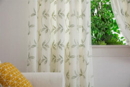 Luxury Living Leaf Embroidered Tulle Voile Curtains Ring Top Sage - thumbnail 5