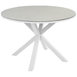 Beliani Garden Dining Set 4 Seater Maletto/grosseto Metal Marble Effect White/ Beige - thumbnail 4