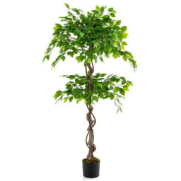 Costway 150 Cm Artificial Faux Ficus Tree Fake Greenery Potted Plant With 882 Leaves - thumbnail 1