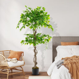 Costway 150 Cm Artificial Faux Ficus Tree Fake Greenery Potted Plant With 882 Leaves - thumbnail 3
