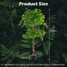 Costway 150 Cm Artificial Faux Ficus Tree Fake Greenery Potted Plant With 882 Leaves - thumbnail 2