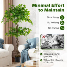 Costway 150 Cm Artificial Faux Ficus Tree Fake Greenery Potted Plant With 882 Leaves - thumbnail 9