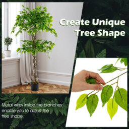 Costway 150 Cm Artificial Faux Ficus Tree Fake Greenery Potted Plant With 882 Leaves - thumbnail 8