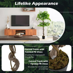 Costway 150 Cm Artificial Faux Ficus Tree Fake Greenery Potted Plant With 882 Leaves - thumbnail 7