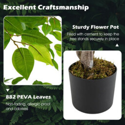 Costway 150 Cm Artificial Faux Ficus Tree Fake Greenery Potted Plant With 882 Leaves - thumbnail 6