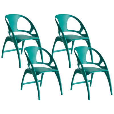 Beliani Set Of 4 Garden Chairs Nemi Folding Teal - image 1
