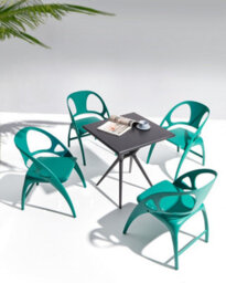 Beliani Set Of 4 Garden Chairs Nemi Folding Teal - thumbnail 2