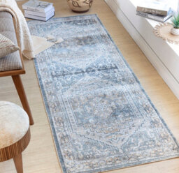 Livabliss Lillian-Washable Blue Brown Traditional Vintage Boho Living Dining Rug 80 X 220 Cm Easy Care, Non Shedding - thumbnail 2