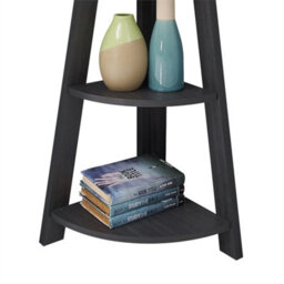 Corner Shelving Ladder Bookcase Shelf Black 5 Tier Display Storage - thumbnail 4