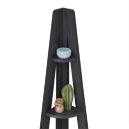 Corner Shelving Ladder Bookcase Shelf Black 5 Tier Display Storage - thumbnail 3