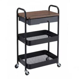 3 Tier Storage Trolley Cart On Wheels Kitchen Utility Rolling Rack Tray Shelf - thumbnail 1
