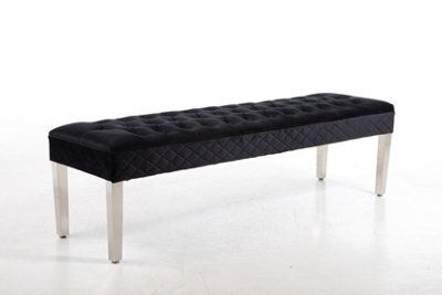 Modernique Precious Velvet Stitched Dining Bench 155 Cm In Black - image 1