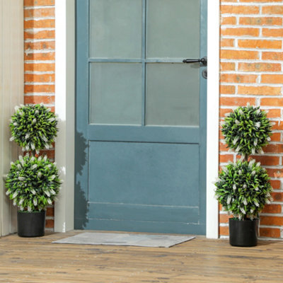 Homcom Set Of 2 Potted Artificial Plants With Lavender Flowers, White - image 1