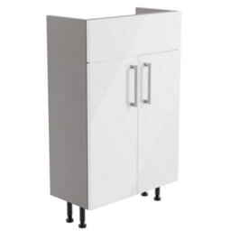 Ennis Slim Slimline Gloss White Double Freestanding Bathroom Vanity Unit (H) 820mm (W) 495mm - thumbnail 1