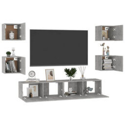 Berkfield 6 Piece Tv Cabinet Set Concrete Grey Engineered Wood - thumbnail 3