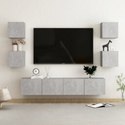 Berkfield 6 Piece Tv Cabinet Set Concrete Grey Engineered Wood - thumbnail 1