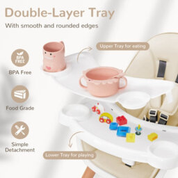 Costway Wooden Baby High Chair Infant Child Feeding Seat Highchair With Removable Seat - thumbnail 5
