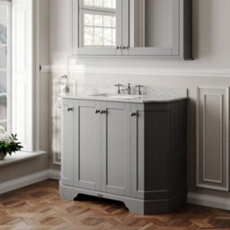Hudson Reed Floor Standing 4-Door Angled Vanity Unit With 3 Tap Hole Grey Marble Top & Basin, Storm Grey, 1036X470mm - thumbnail 4