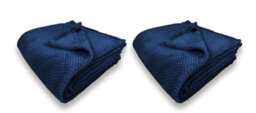 Waffle Flannel Fleece Throw Blanket Soft Warm Sofa Bed Travel (Navy, Single) - Pack Of 2 - thumbnail 1