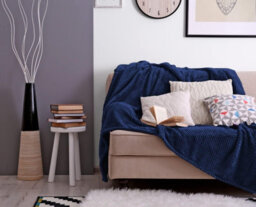 Waffle Flannel Fleece Throw Blanket Soft Warm Sofa Bed Travel (Navy, Single) - Pack Of 2 - thumbnail 4