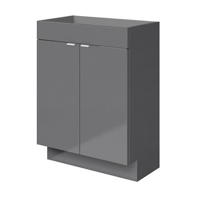 GoodHome Imandra Slimline Gloss Grey Double Bathroom Cabinet (H) 820mm (W) 600mm - image 1