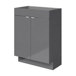 GoodHome Imandra Slimline Gloss Grey Double Bathroom Cabinet (H) 820mm (W) 600mm - thumbnail 1