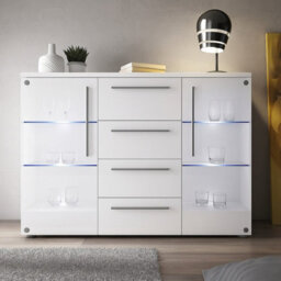 Bari Chest Of Drawers Modern Storage White Cabinet With Spacious White Drawers Durable Laminated Board Contemporary Design Led