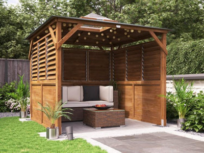 Dunster House Wooden Gazebo 2.5M X 2.5M Erin Half Height Solid Wall Half Superfelt Louvre - image 1