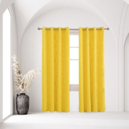 Deconovo Eyelet Room Darkening Curtains, Gold Wave Foil Printed Blackout Curtains, W66 X L72 Inch, Mellow Yellow, 1 Pair - thumbnail 3