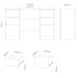 Rovigo Ready Assembled Gloss Dusk Grey 6 Drawer Desk (H)792mm (W)1278mm (D)393mm - thumbnail 7