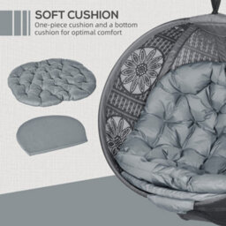 Outsunny Hanging Swing Chair W/ Metal Stand & Side Pocket, Charcoal Grey - thumbnail 4