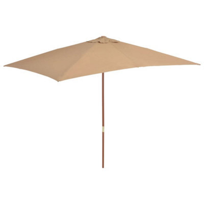 Walplus Garden Parasol With Wooden Pole 200X300 Cm Taupe - image 1