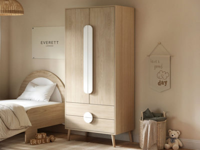 Flair Noah 2 Door Wardrobe With 2 Drawers Oak & White - image 1