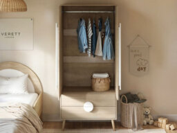 Flair Noah 2 Door Wardrobe With 2 Drawers Oak & White - thumbnail 3