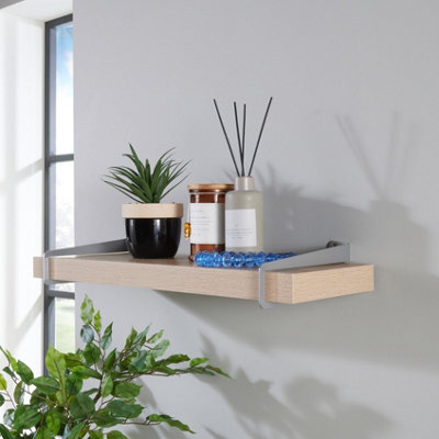 Core Products Chunky Light Oak Effect Wall Shelf - Slide-On Brackets, Sturdy Storage, W80Cm X L19.5Cm X H3.8Cm - image 1