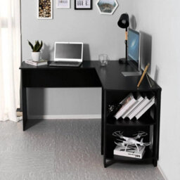 Black Corner Pc Table L Shaped Computer Desk Workstation Home Office Study - thumbnail 6