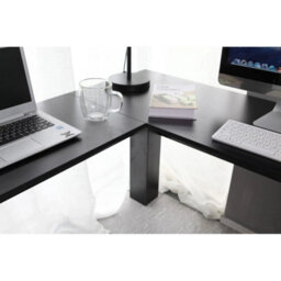 Black Corner Pc Table L Shaped Computer Desk Workstation Home Office Study - thumbnail 5