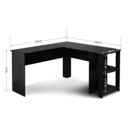 Black Corner Pc Table L Shaped Computer Desk Workstation Home Office Study - thumbnail 2