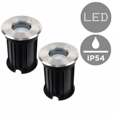 Valuelights Pair Of Modern Bushed Chrome Ip54 Rated Outdoor Garden Walk Over Lights - image 1