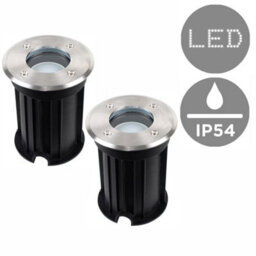 Valuelights Pair Of Modern Bushed Chrome Ip54 Rated Outdoor Garden Walk Over Lights