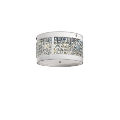 Luminosa Lighting Luminosa Celsa Flush Ceiling 3 Light E14 Polished Chrome/white Faux Leather/crystal - image 1