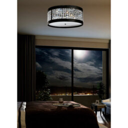 Luminosa Lighting Luminosa Celsa Flush Ceiling 3 Light E14 Polished Chrome/white Faux Leather/crystal - thumbnail 3