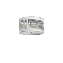 Luminosa Lighting Luminosa Celsa Flush Ceiling 3 Light E14 Polished Chrome/white Faux Leather/crystal