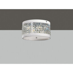 Luminosa Lighting Luminosa Celsa Flush Ceiling 3 Light E14 Polished Chrome/white Faux Leather/crystal - thumbnail 2