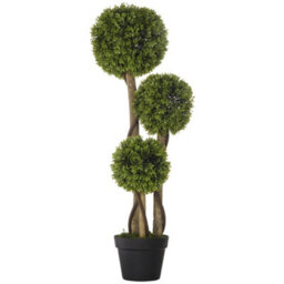 Homcom Potted Artificial Plants Boxwood Ball Topiary Trees Indoor Outdoor, 90Cm - thumbnail 2